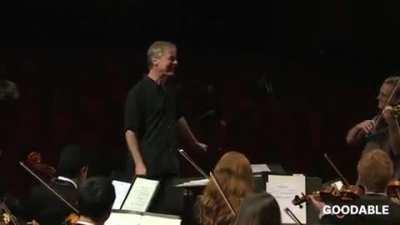 In New York, this conductor thought nobody knew it was his birthday. He was wrong. This is how his orchestra surprised him. It's the joy we need in the world right now.