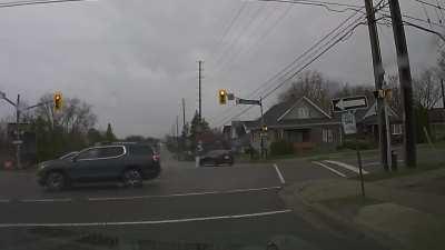 Impatient moron almost takes out a pedestrian