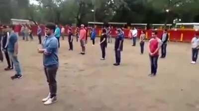 A bull in a square full of people does not attack anyone if it is not threatened