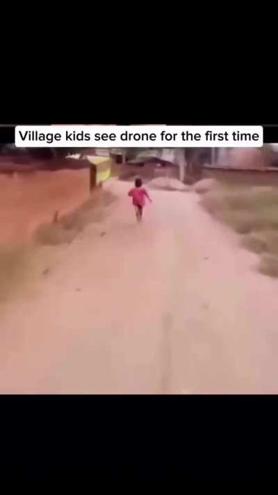 Village kids see a drone for their first time