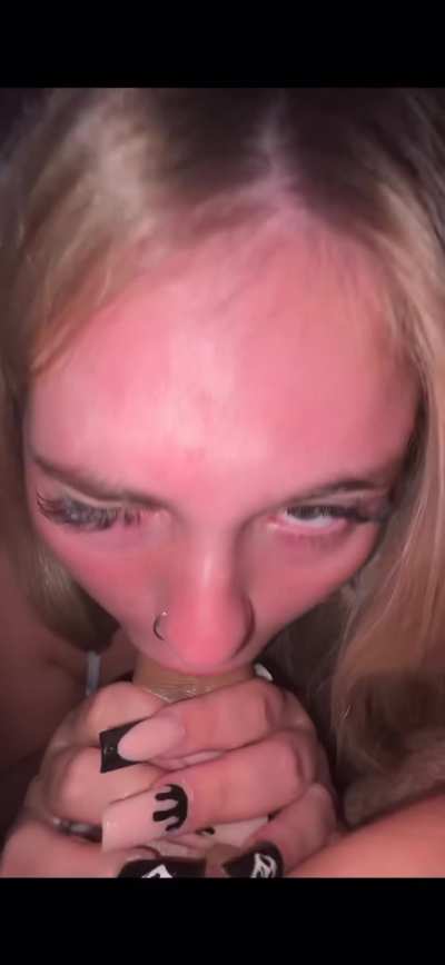 Lizzy Cherry going until she chokes on his cock