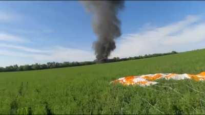 POV footage of Russian pilot ejecting from his damaged Su-25SM3 jet (War in Ukraine)