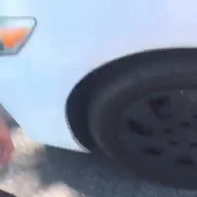 That mirror must've been very interesting. Only caught half of the slam too.