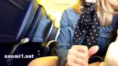 Airplane Handjob, Cum On Seat