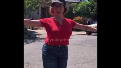 Crazy lady antagonizes Asian woman. “You no talk?”