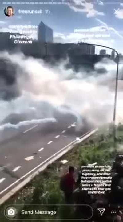 Philly Police lead peaceful protestors to a blocked area where they trapped them from both ends and tear-gassed them.