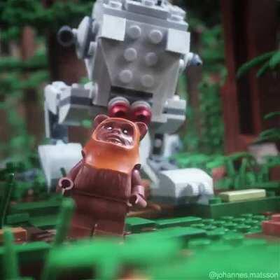 Created another little animated loop: AT-ST vs Ewok this time!