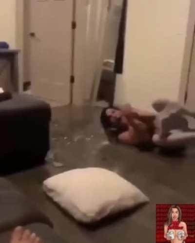 Running and jumping through the doorway