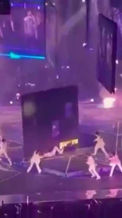 giant LED falls on dancer