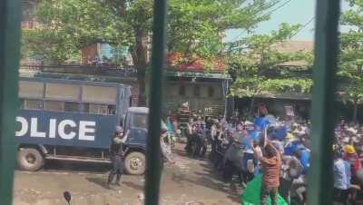 The people of myanmar have had just about enough. When you start killing over 30 innocent civilians this is what happens to you.