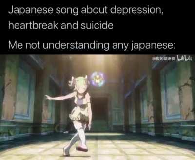 I mean this is the same for English songs. I'll listen to a song that sounds cheerful and not pay any attention to the lyrics, and then just party