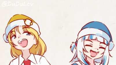 Ame and Gura Yippee ki-yay!!