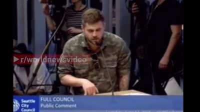 Soldier walks in and says “Sup bootlickers” and proceeds to yell at lawmakers for their inaction