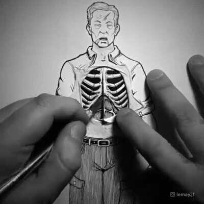 Xenomorph Extraction: The creativity of this drawing (the layers and subtle use of different materials + the sound effects)