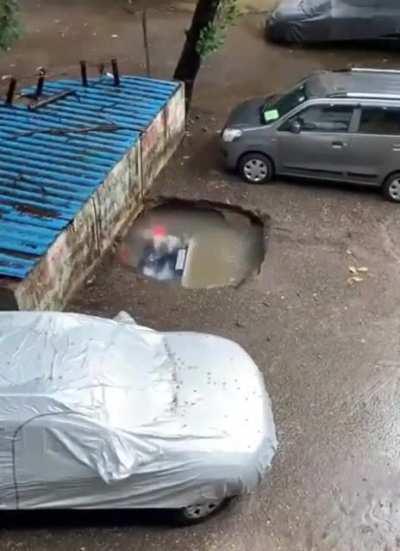 The brakes lights are on, probably someone was inside