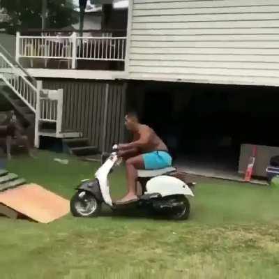 50cc pool jump in the backyard