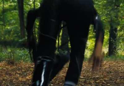 Jenna in the catsuit from Wednesday S1E2