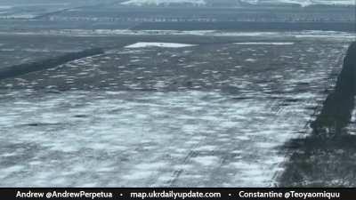 UA pov Vuhledar February 2023. 5 Russian armored vehicules drive over mines a get destroyed.