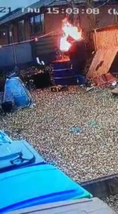 Lighting a fire bin using petrol and a match…