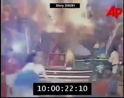 Brazilian singer Xuxa gets his set on fire