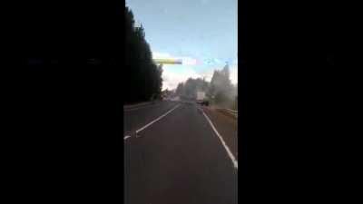 Motorcyclist crashes into truck and burst into flames (with aftermath)