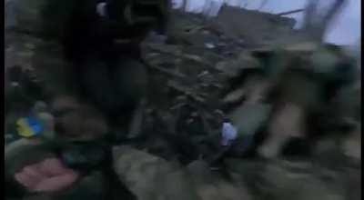 Marinka. Evacuation of a wounded AFU soldier from the battlefield.