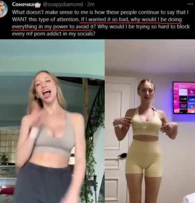 Guys, stop sexualizing her. She’s trying her best to avoid it✋🏽