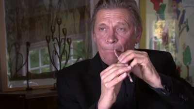 Peter Bastian, virtuoso double reed player, producing amazingly rich sounds on a fast food straw