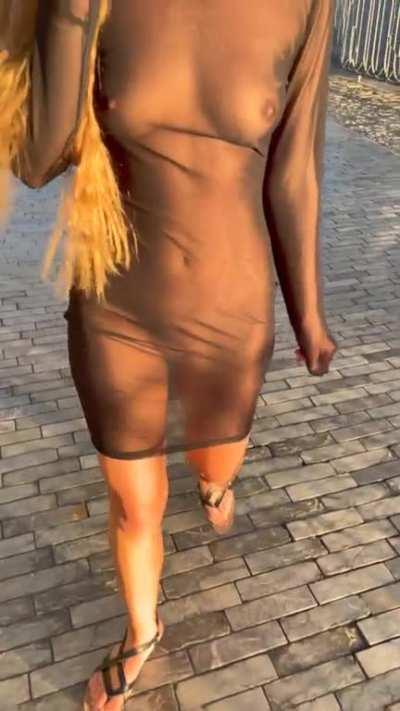 Wearing my see through dress on the Vegas Strip!