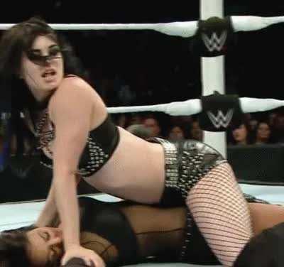Paige straddling Layla. Seeing Paige do this pin never gets old.