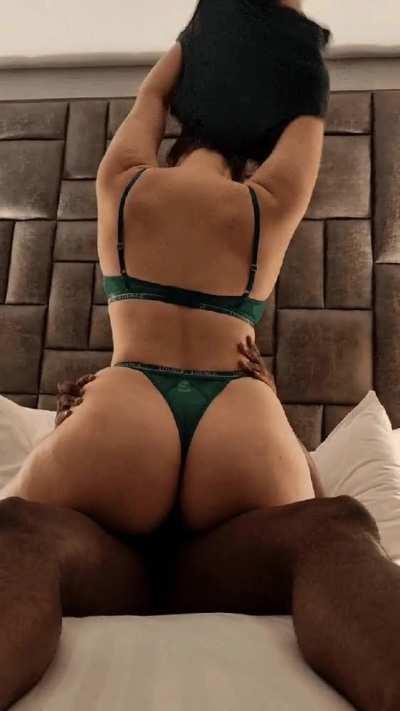 I love feeling his massive cock growing under my ass as I reveal my tits in his face!