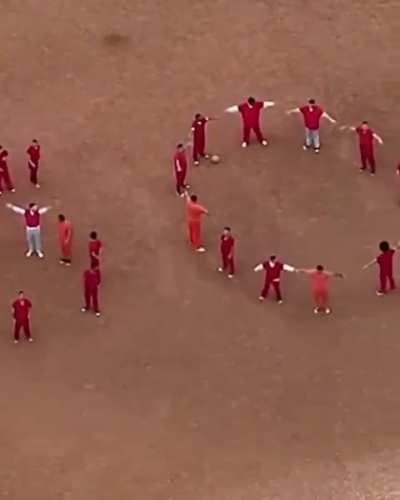 Venezuelan detainees at a Texas illegal immigrant detention center form an 