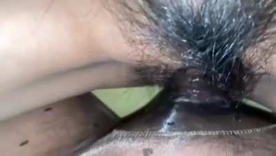 Nylon cock covered in her pussy cream