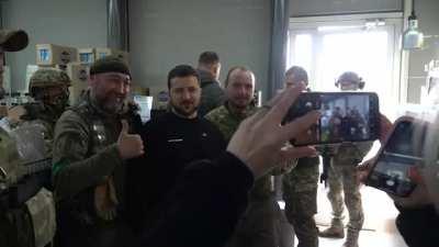 President Zelensky visits a gas station in the Donetsk region and got some coffee. He wrote “Our people. Our military. Our Donetsk region. Our Ukraine. We are at home. On our native land. Hence, we will win 🇺🇦”