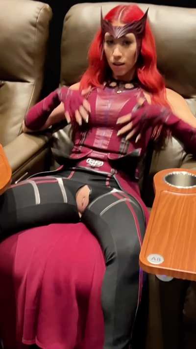 Wiping out my pussy at the movies 