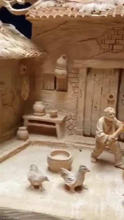 Extremely detailed wood carving