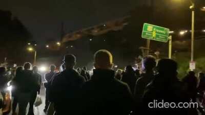 Rocks, bottles, and smoke bombs thrown as leftists/progressive Democrats/civil rights protestors prevent LAPD from evicting homeless from city-owned Echo Park Lake. Rapes, assaults, robberies, and open drug use are common at the lake.