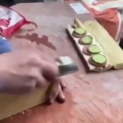 Here comes one worker's sandwich