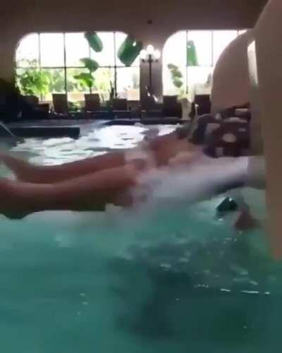Playing chicken at the end of a water slide