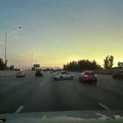 The overly dramatic maneuver didn't even get him to the lane he was changing to...