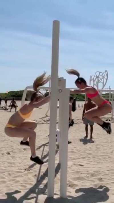 Girls moving synchronized