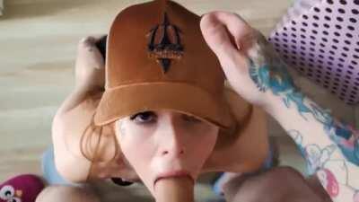 Maru Karv with a cock in her mouth