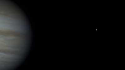 Europa eaten by Jupiter's shadow