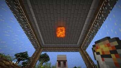 Melting an Iron Golem with Lava in Minecraft