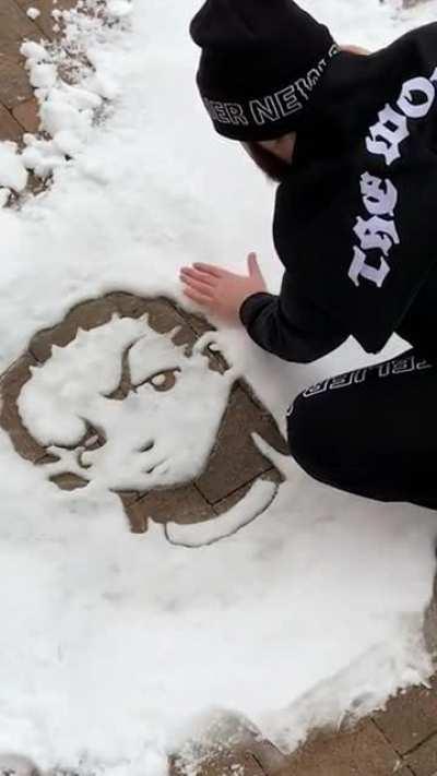 [artwork] my snow portrait of my favourite character from The Boondocks, Riley!