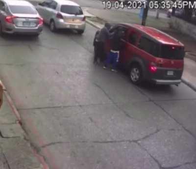 To rob someone in a car