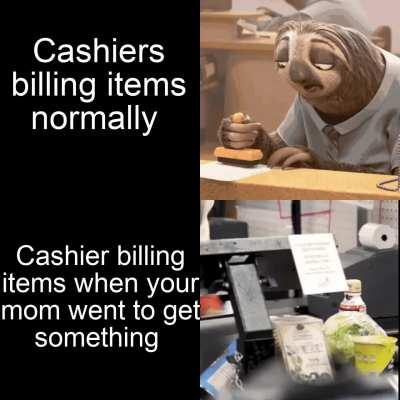 Cashier : I am speed !!