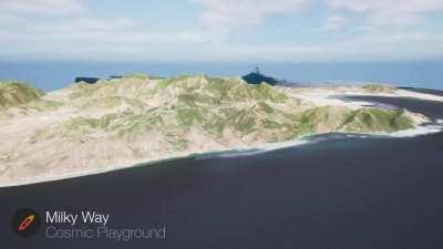 An impact simulation of a 100-meter asteroid in Unreal Engine 5 (Credit: Milky Way app)