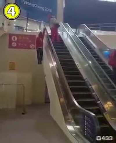 The proper way to ascend an escalator