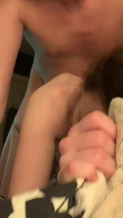 It was her first orgasm from penetration, and we had to be quiet because the roommate was home!